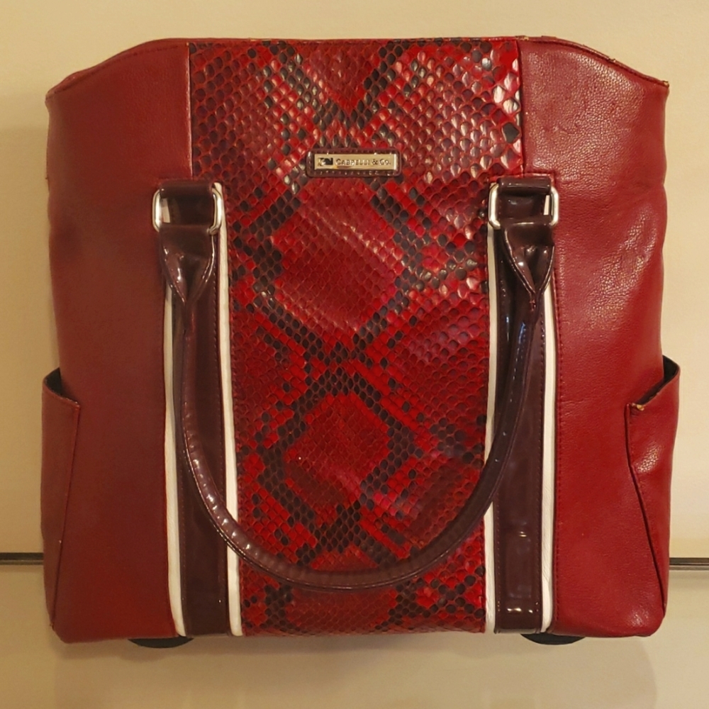 Red Laptop Rolling Luggage with Telescoping handle and 2 Strap handles